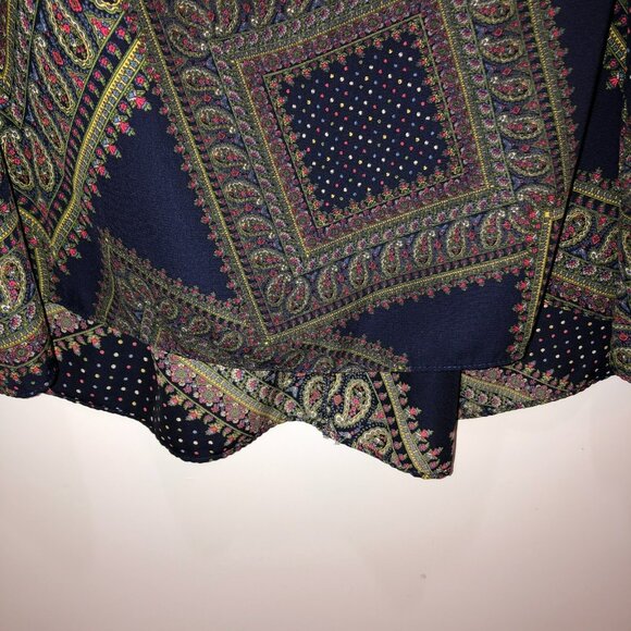 ING Womens Plus Size 5X Navy Blue Paisley Long Sleeve Shirt Blouse Top 30W 32W - Picture 8 of 10